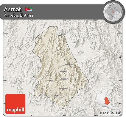 Shaded Relief Map of Asmat, lighten