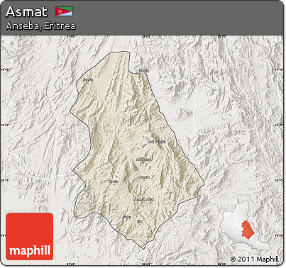 Shaded Relief Map of Asmat, lighten