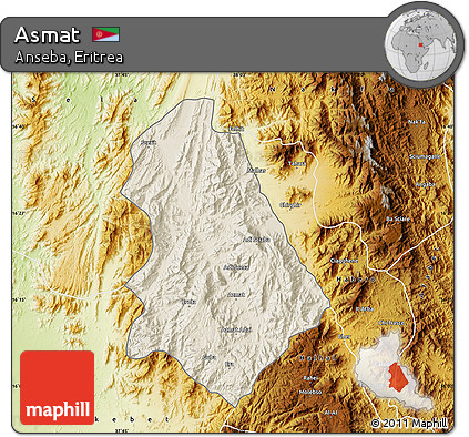 Shaded Relief Map of Asmat, physical outside