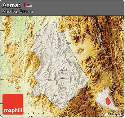 Shaded Relief Map of Asmat, physical outside