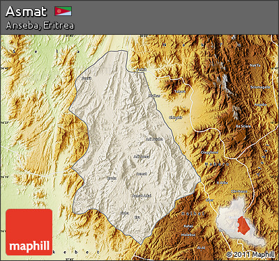 Shaded Relief Map of Asmat, physical outside