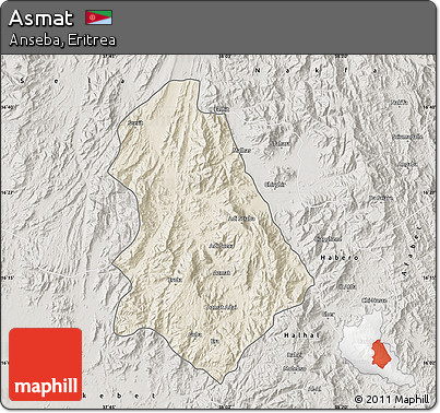Shaded Relief Map of Asmat, semi-desaturated