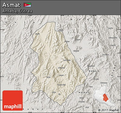Shaded Relief Map of Asmat, semi-desaturated