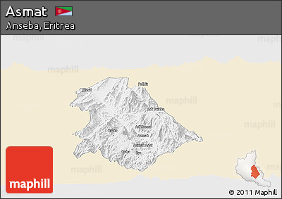 Classic Style Panoramic Map of Asmat, single color outside