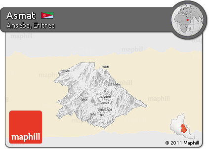 Classic Style Panoramic Map of Asmat, single color outside