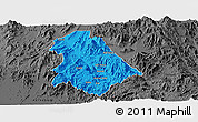 Political Panoramic Map of Asmat, darken, desaturated