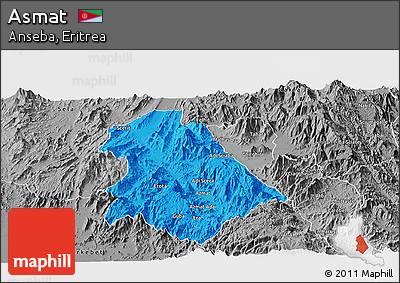 Political Panoramic Map of Asmat, desaturated