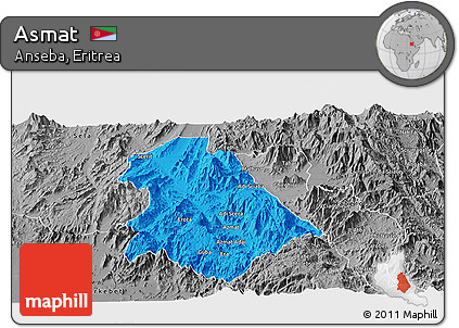 Political Panoramic Map of Asmat, desaturated