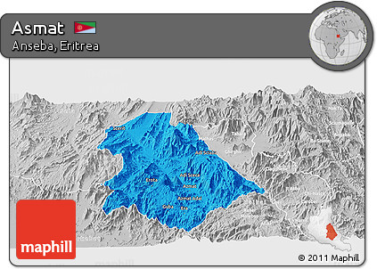 Political Panoramic Map of Asmat, lighten, desaturated