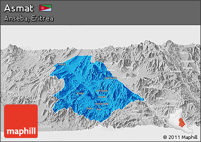 Political Panoramic Map of Asmat, lighten, desaturated