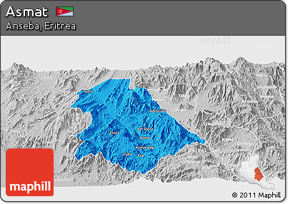 Political Panoramic Map of Asmat, lighten, desaturated