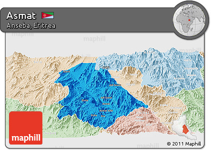 Political Panoramic Map of Asmat, lighten