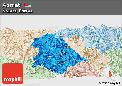 Political Panoramic Map of Asmat, lighten