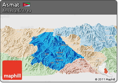 Political Panoramic Map of Asmat, lighten