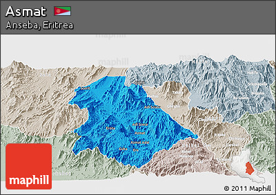 Political Panoramic Map of Asmat, lighten, semi-desaturated