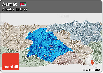 Political Panoramic Map of Asmat, lighten, semi-desaturated