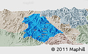 Political Panoramic Map of Asmat, lighten, semi-desaturated