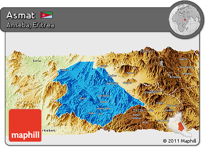 Political Panoramic Map of Asmat, physical outside