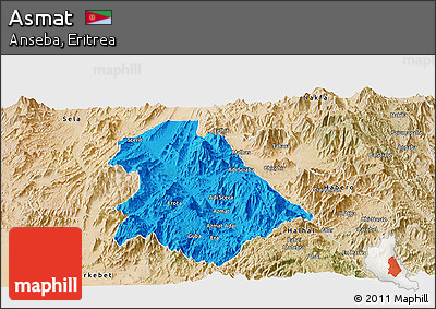 Political Panoramic Map of Asmat, satellite outside