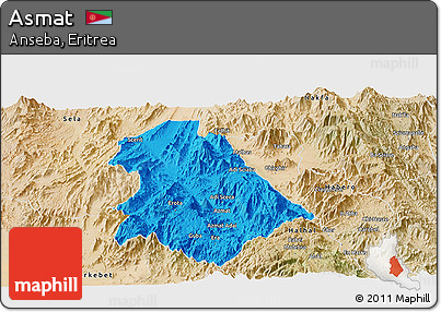Political Panoramic Map of Asmat, satellite outside