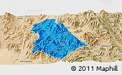 Political Panoramic Map of Asmat, satellite outside