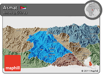 Political Panoramic Map of Asmat, semi-desaturated