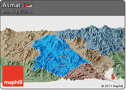 Political Panoramic Map of Asmat, semi-desaturated