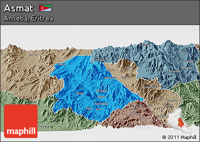 Political Panoramic Map of Asmat, semi-desaturated