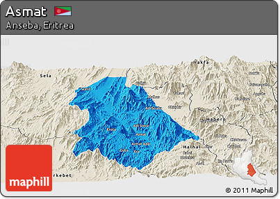 Political Panoramic Map of Asmat, shaded relief outside