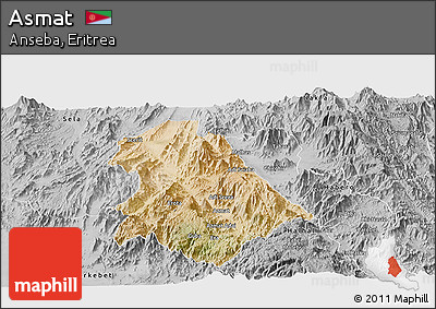 Satellite Panoramic Map of Asmat, desaturated