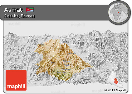 Satellite Panoramic Map of Asmat, lighten, desaturated