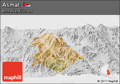 Satellite Panoramic Map of Asmat, lighten, desaturated