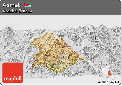 Satellite Panoramic Map of Asmat, lighten, desaturated