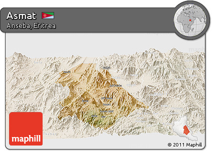 Satellite Panoramic Map of Asmat, lighten