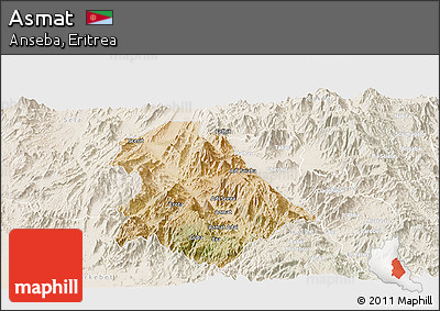 Satellite Panoramic Map of Asmat, lighten