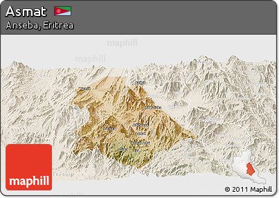 Satellite Panoramic Map of Asmat, lighten