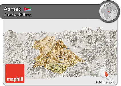 Satellite Panoramic Map of Asmat, lighten, semi-desaturated