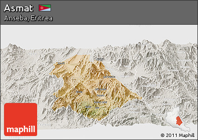 Satellite Panoramic Map of Asmat, lighten, semi-desaturated