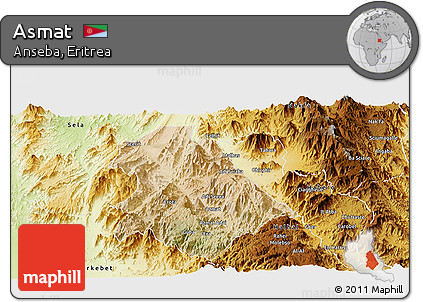 Satellite Panoramic Map of Asmat, physical outside