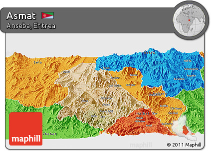 Satellite Panoramic Map of Asmat, political outside