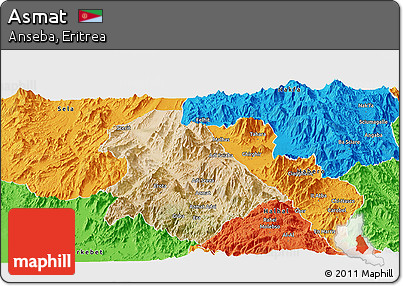 Satellite Panoramic Map of Asmat, political outside