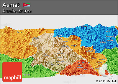 Satellite Panoramic Map of Asmat, political outside