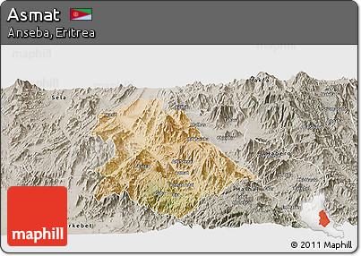 Satellite Panoramic Map of Asmat, semi-desaturated
