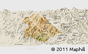 Satellite Panoramic Map of Asmat, shaded relief outside