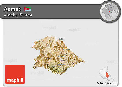 Satellite Panoramic Map of Asmat, single color outside
