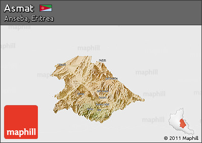 Satellite Panoramic Map of Asmat, single color outside