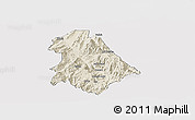Shaded Relief Panoramic Map of Asmat, cropped outside