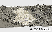 Shaded Relief Panoramic Map of Asmat, darken