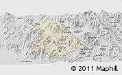 Shaded Relief Panoramic Map of Asmat, desaturated