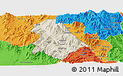 Shaded Relief Panoramic Map of Asmat, political outside
